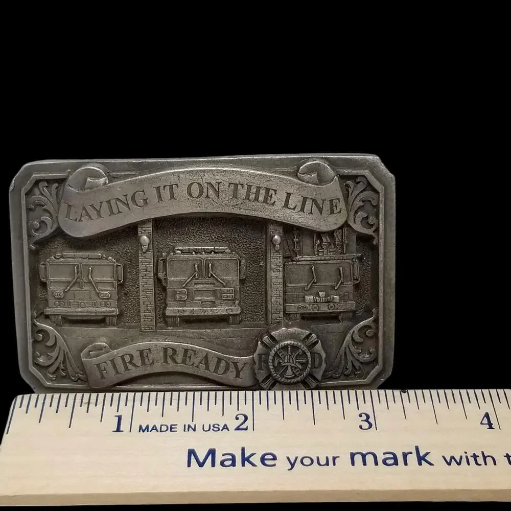Vintage Belt Buckle 1997 Pewter Fire Station Fire House First Responders USA C&J
